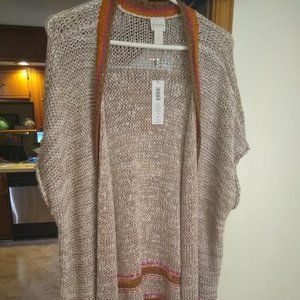 NWT Open Knit Long s/s Chico's sz. 4 Neutral Cardi